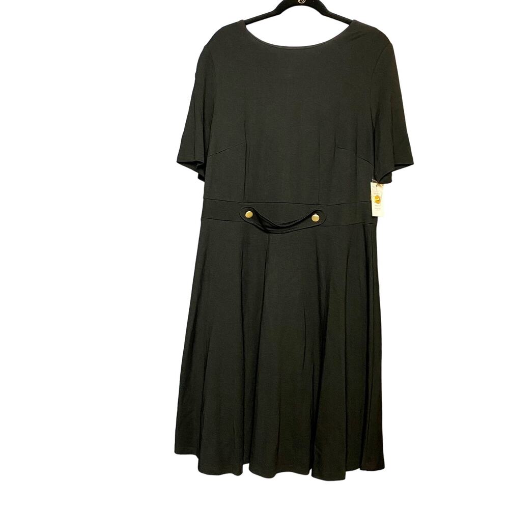 Eloquii Mod Retro Style Belt Accent Black Dress size 16